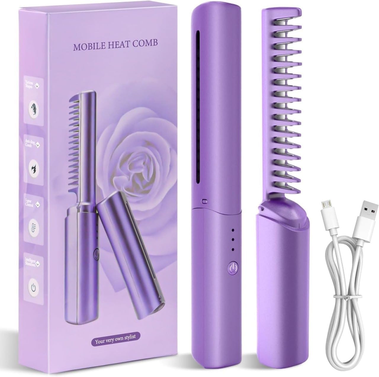 Rechargeable Mini Hair Straightener – Cordless Portable Flat Iron for Travel & On-the-Go Styling