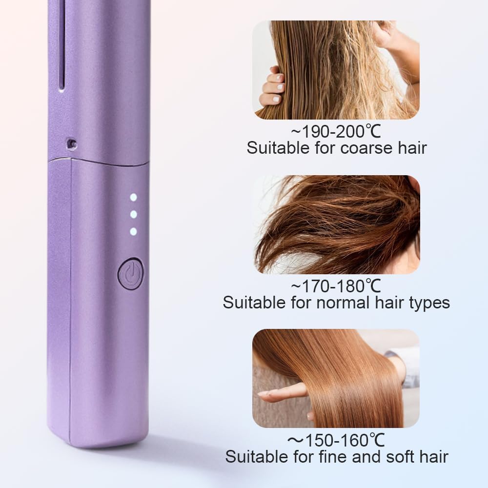 Rechargeable Mini Hair Straightener – Cordless Portable Flat Iron for Travel & On-the-Go Styling
